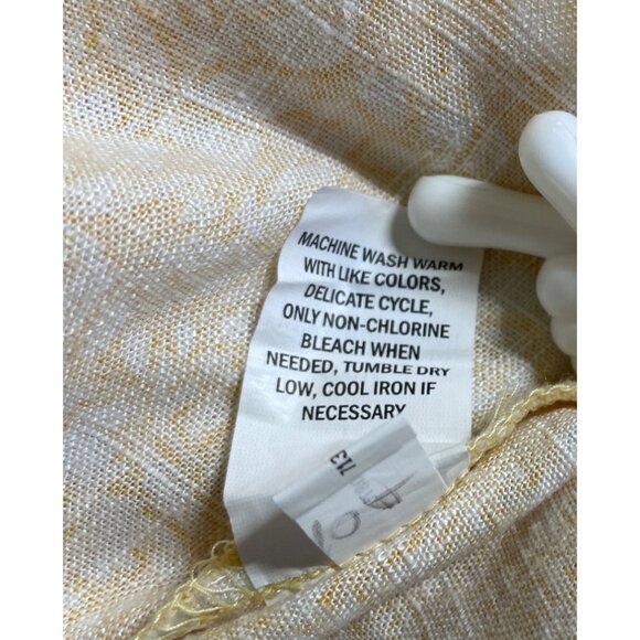 Falls Creek Womens Size 2X Yellow & White Floral Print Linen Blend Shirt - Picture 10 of 10